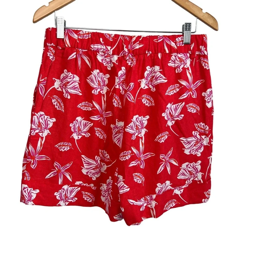 Joie Linen Blend Pleated Cuffed High Waisted Floral Shorts‎ NWOT Size 8